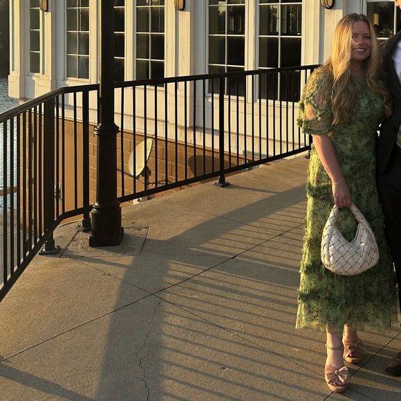 Mac Duggal Short-Sleeve Mesh Midi Dress - Picture 8 of 9